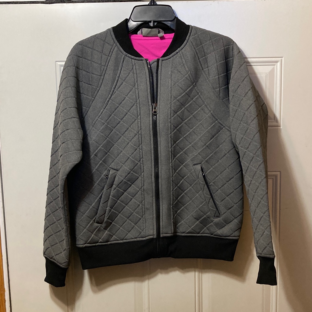 Athleta Gray Quilted Bomber Jacket M